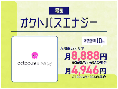 【電気】九州地方にお住まいの人はオクトパスエナジーが安い!