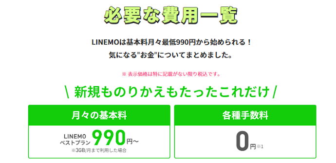 LINEMO契約時の初期費用はどのくらい?