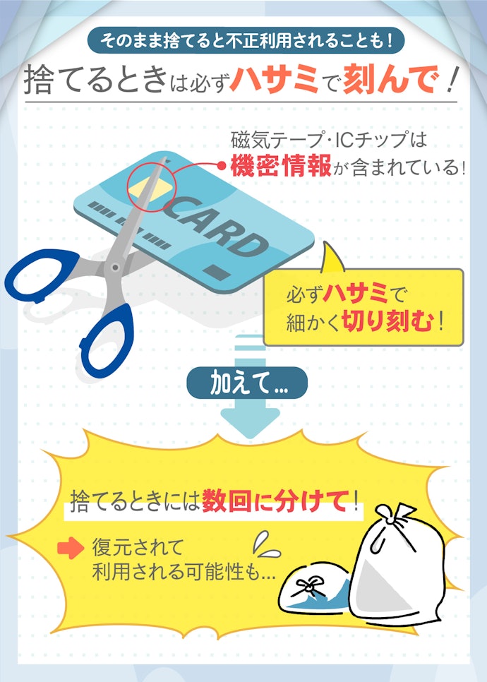 期限切れのクレジットカードを廃棄するときは必ずハサミを入れよう