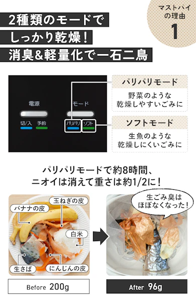 理由①:野菜も生魚もOK!生ごみのイヤ〜なニオイを解決!