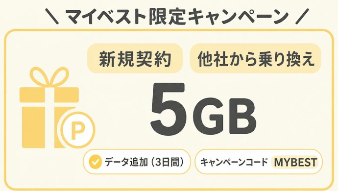 povoのキャンペーンでお得なのは、マイベスト限定の5GBプレゼントを利用すること