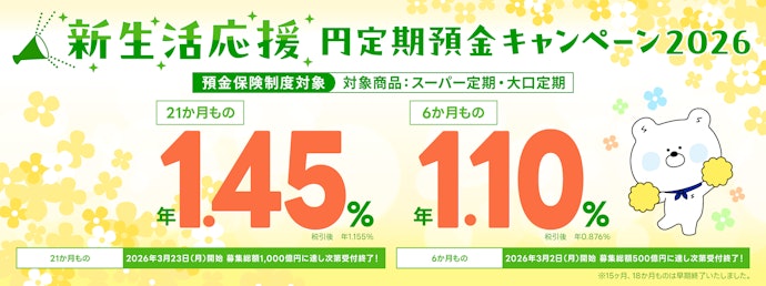 SBJ銀行|円定期預金の年利が最大1.45%までアップ!