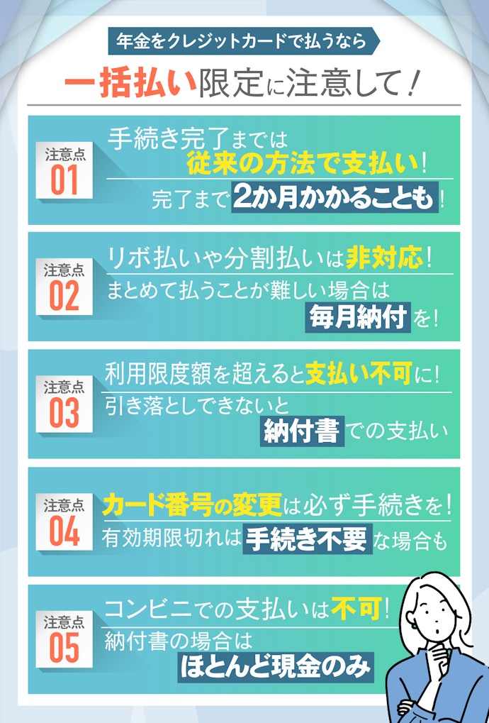国民年金をクレジットカードで払う際の注意点
