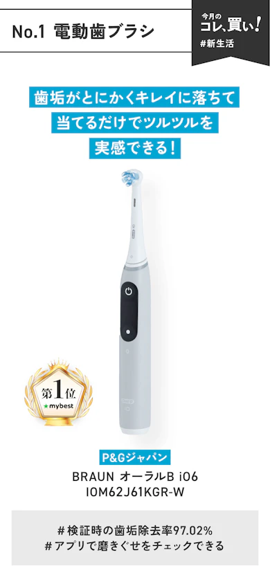 【No.1電動歯ブラシ】P&Gジャパン「BRAUN オーラルB iO6 IOM62J61KGR-W」(販売価格:24,800円)