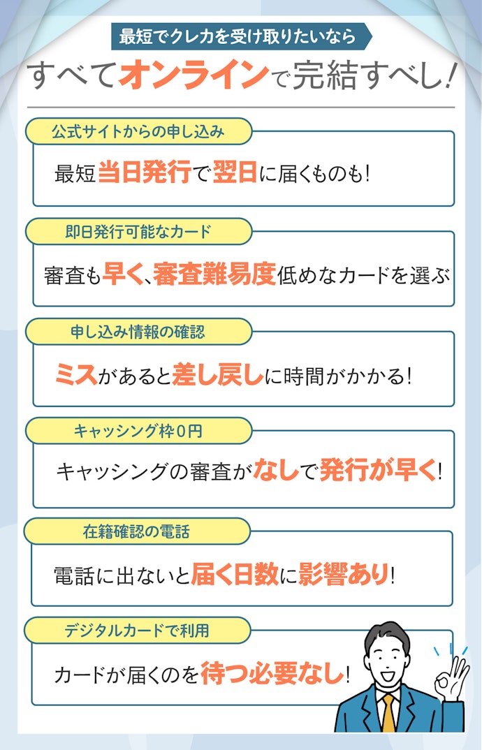 クレジットカードが届くまでの日数を最短にする方法