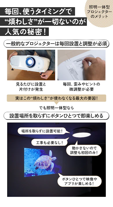 商品数は少ないけれどメリットは多い照明一体型プロジェクター