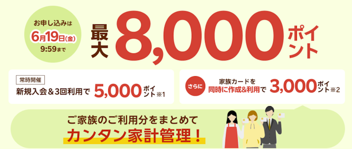 新規入会と3回利用で5,000ポイントもらえる