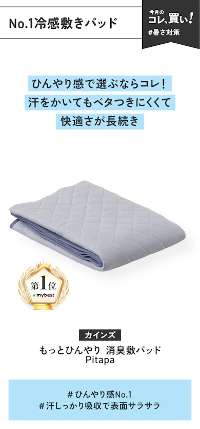 【No.1冷感敷きパッド】カインズ もっとひんやり 消臭敷パッド Pitapa(販売価格:2,980円)