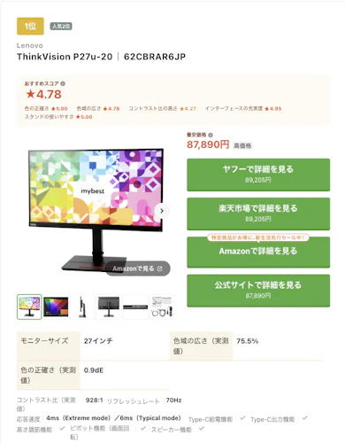 おすすめはLenovo|ThinkVision P27u-20