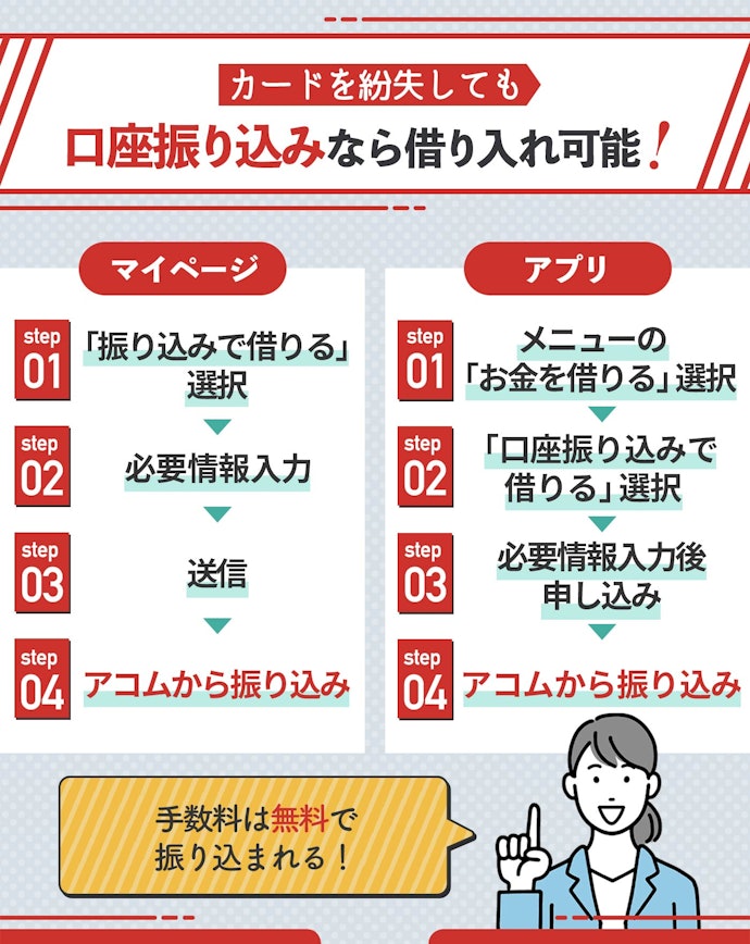 アコムカードを紛失しても借り入れはできる?