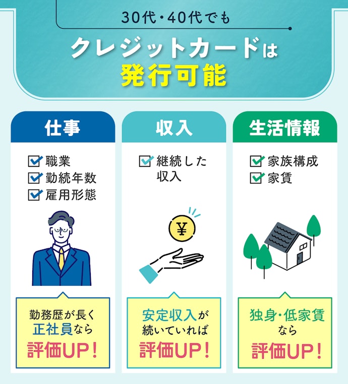 30代・40代・50代ではじめてカードを作る場合でも審査は通る?