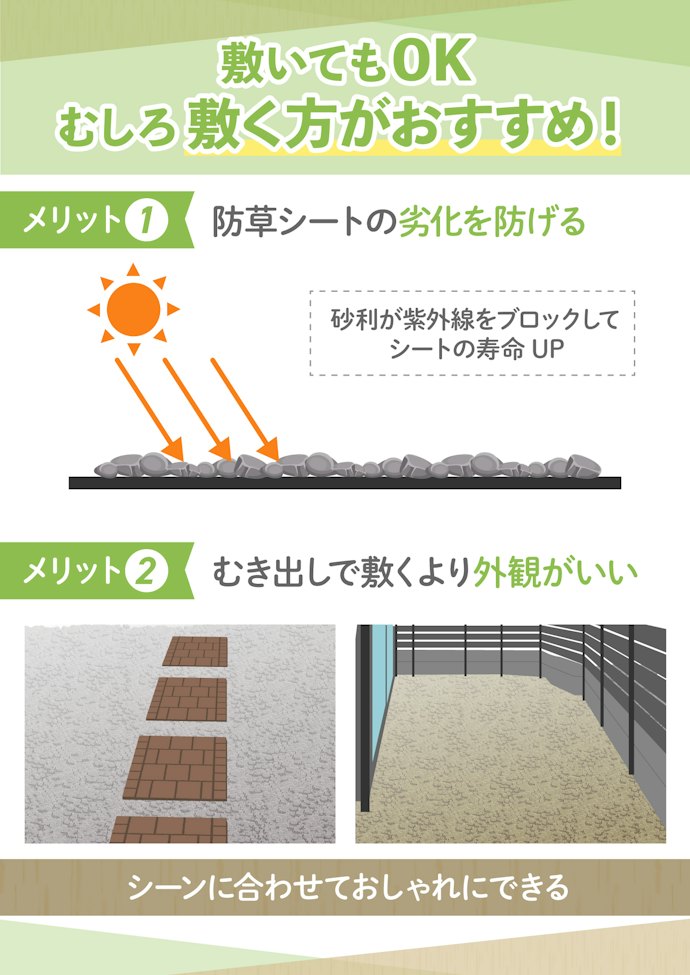 防草シートの上に砂利を敷いてもいい?