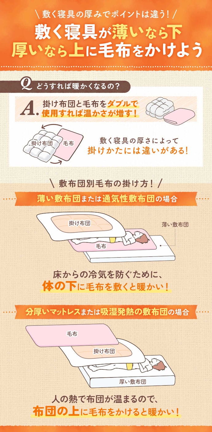 掛け布団と毛布のかける順番は?どう使うのが暖かいの?