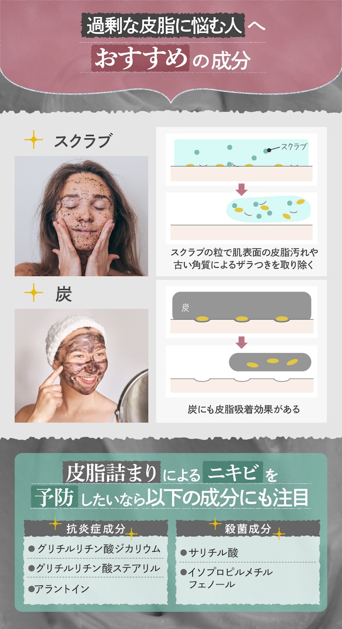 皮脂汚れが気になるなら、スクラブ入りや炭入りもおすすめ