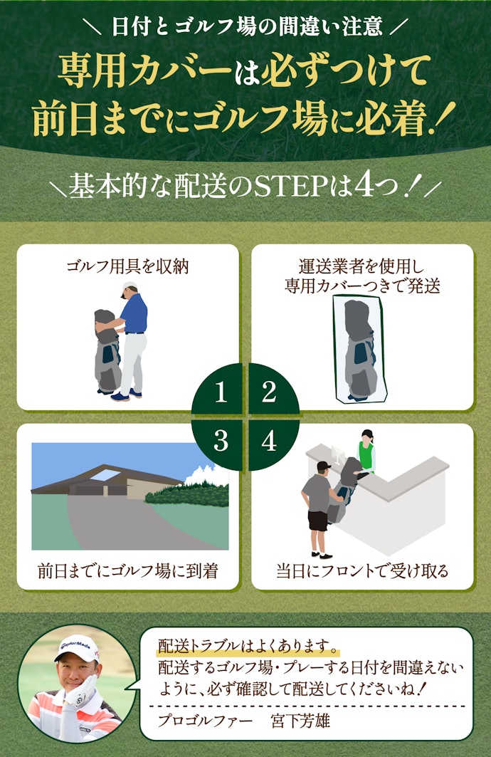 キャディバッグをゴルフ場に配送する場合いつ送る?