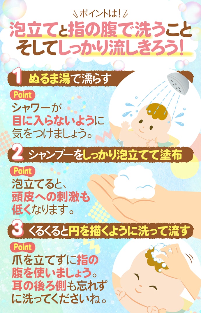 ベビーシャンプーを使った、正しいシャンプーのやり方とは?