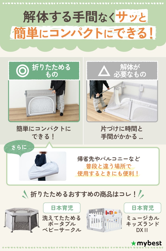 収納できるものがほしいなら、コンパクトに折りたためるサイズだと便利