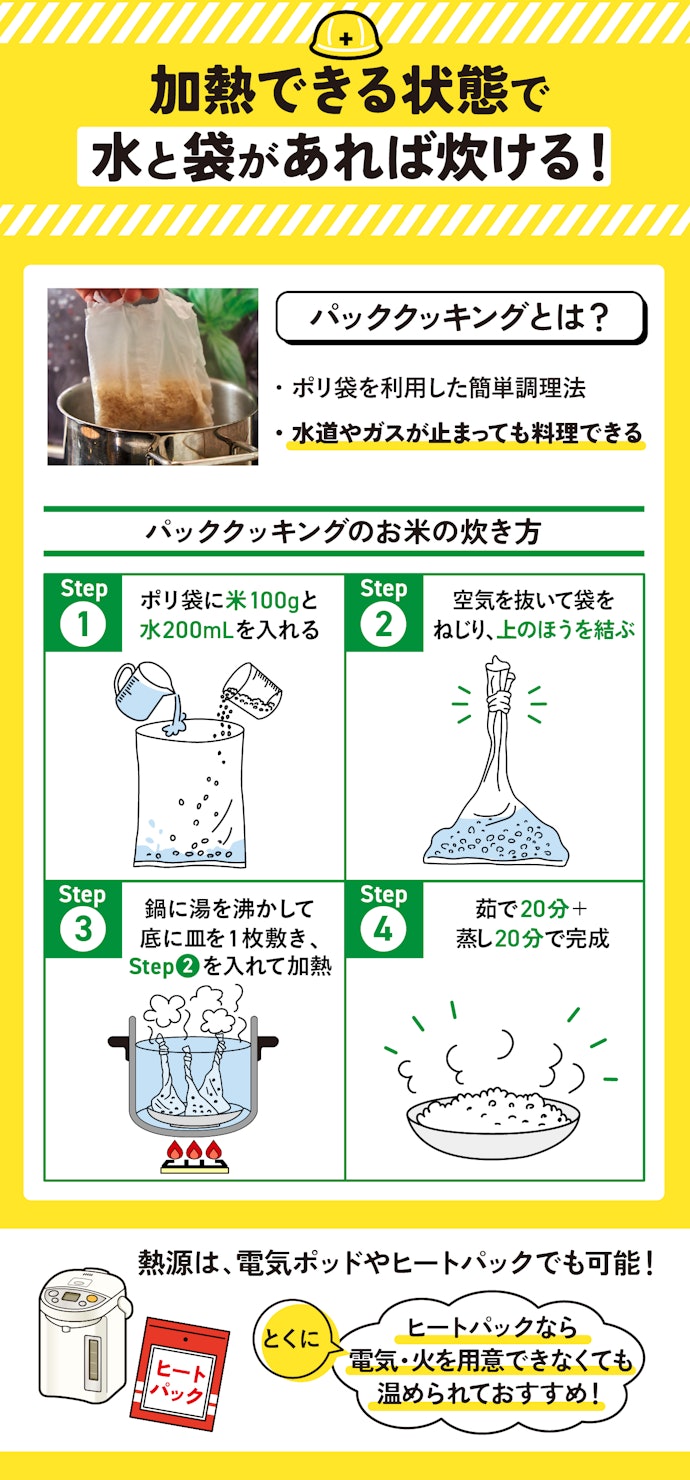ライフラインが止まっても、簡単に白米を食べる方法はないの?