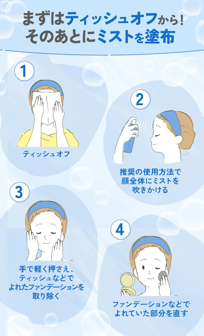 ミスト化粧水を使用した化粧直しの手順は?