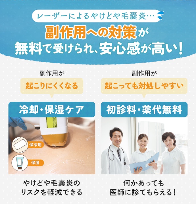 医療脱毛クリニックでの施術は自由診療。無料のアフターケアが多いところがおすすめ