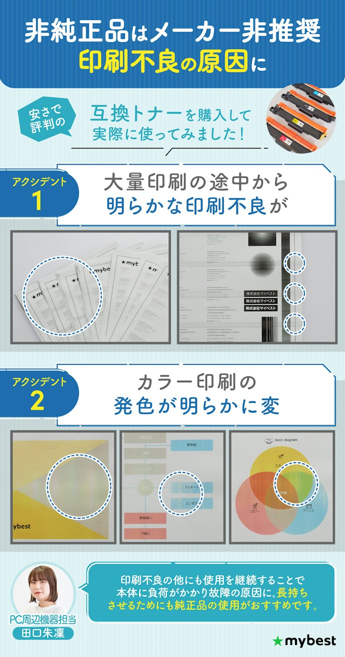 トナーカートリッジはメーカー純正のものを使用しよう