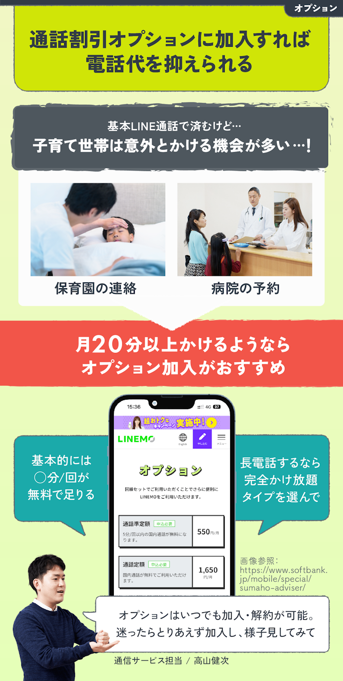通話をよくするなら、かけ放題オプションの申し込みを忘れずに