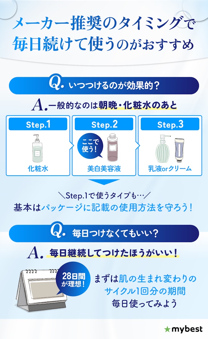 美白美容液はいつつけるのが効果的?毎日つけなくてもいい?