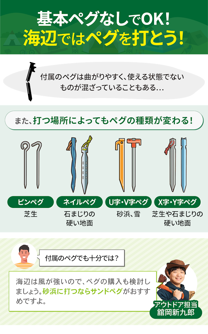 ワンタッチテントはペグなしでも使える?