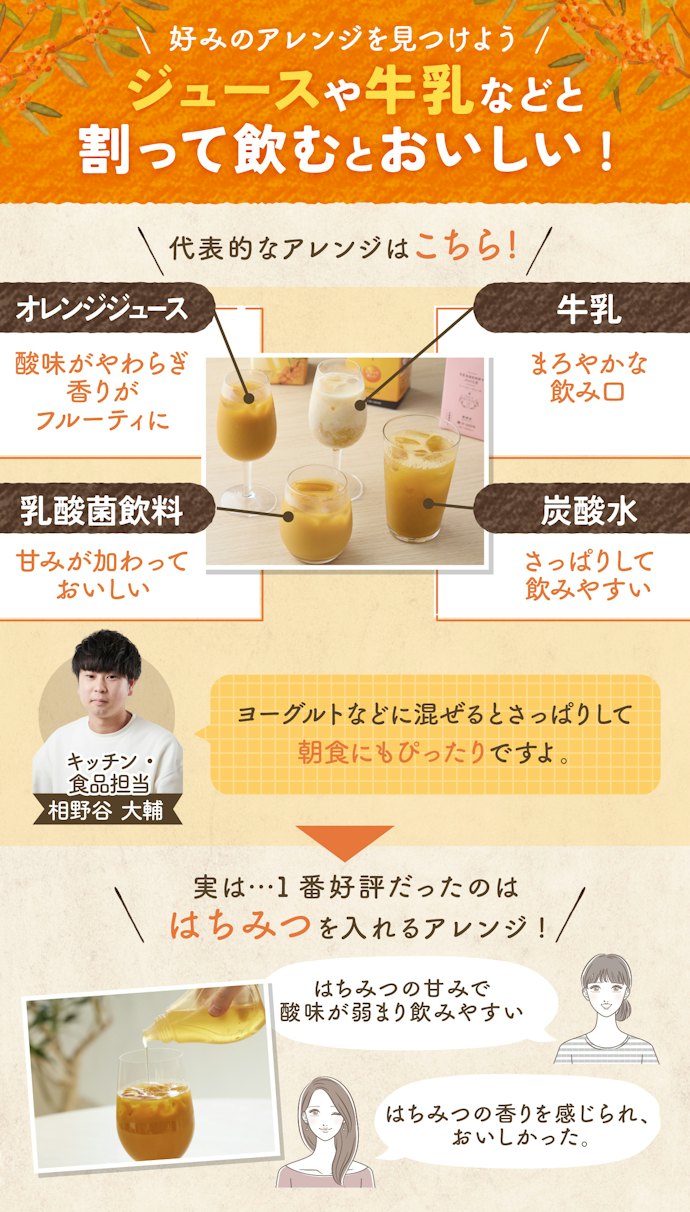 サジージュースのおいしいアレンジ方法は?