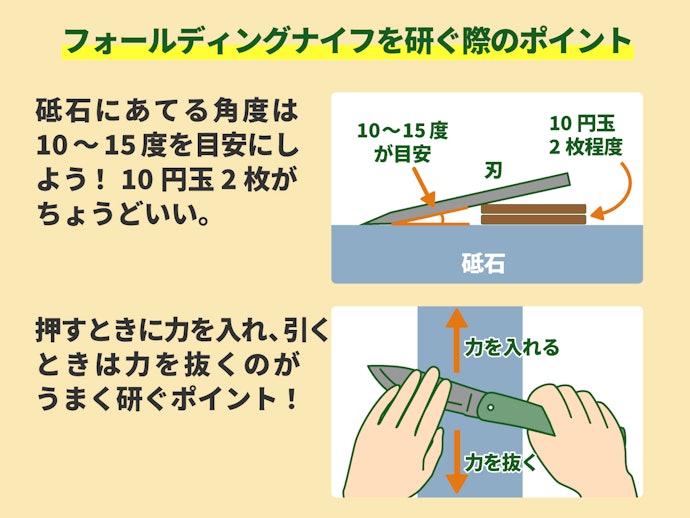 フォールディングナイフを研ぐ際のポイントとは?
