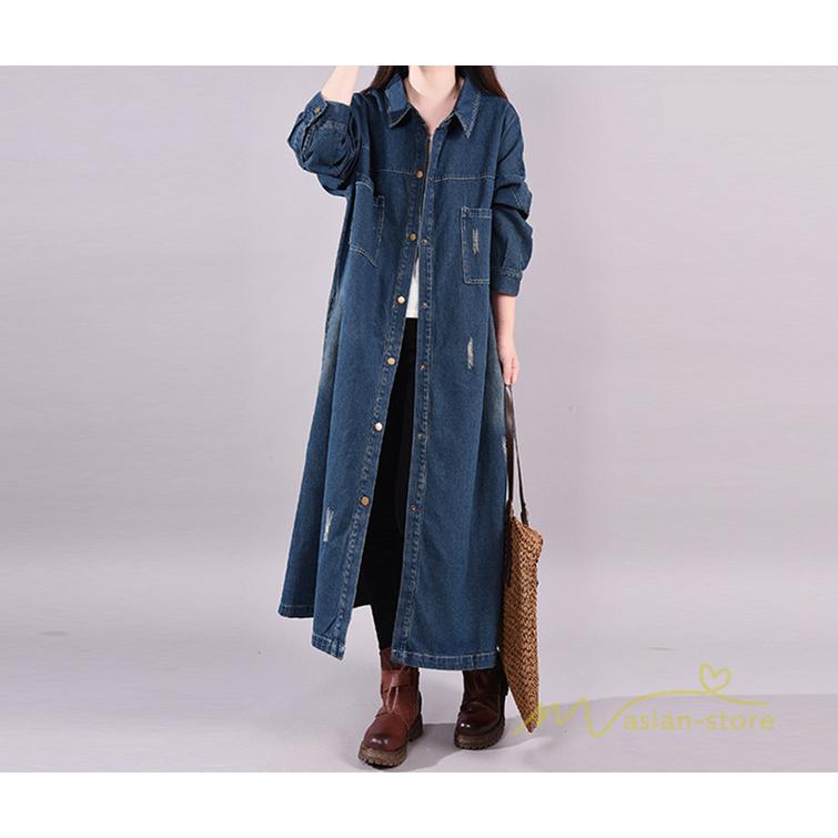 美品マークジェイコブスロングデニムコートAラインマキシ丈ベルト青