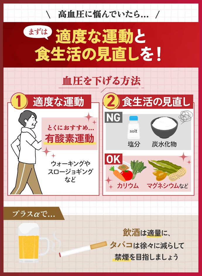 日頃からケアしよう!血圧を下げる方法とは?