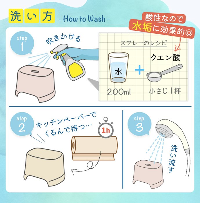 風呂椅子についた頑固な汚れを落とす洗い方は?