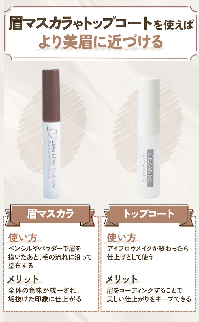 眉の形を整えたあとは、色味やキープ力にこだわるのもあり