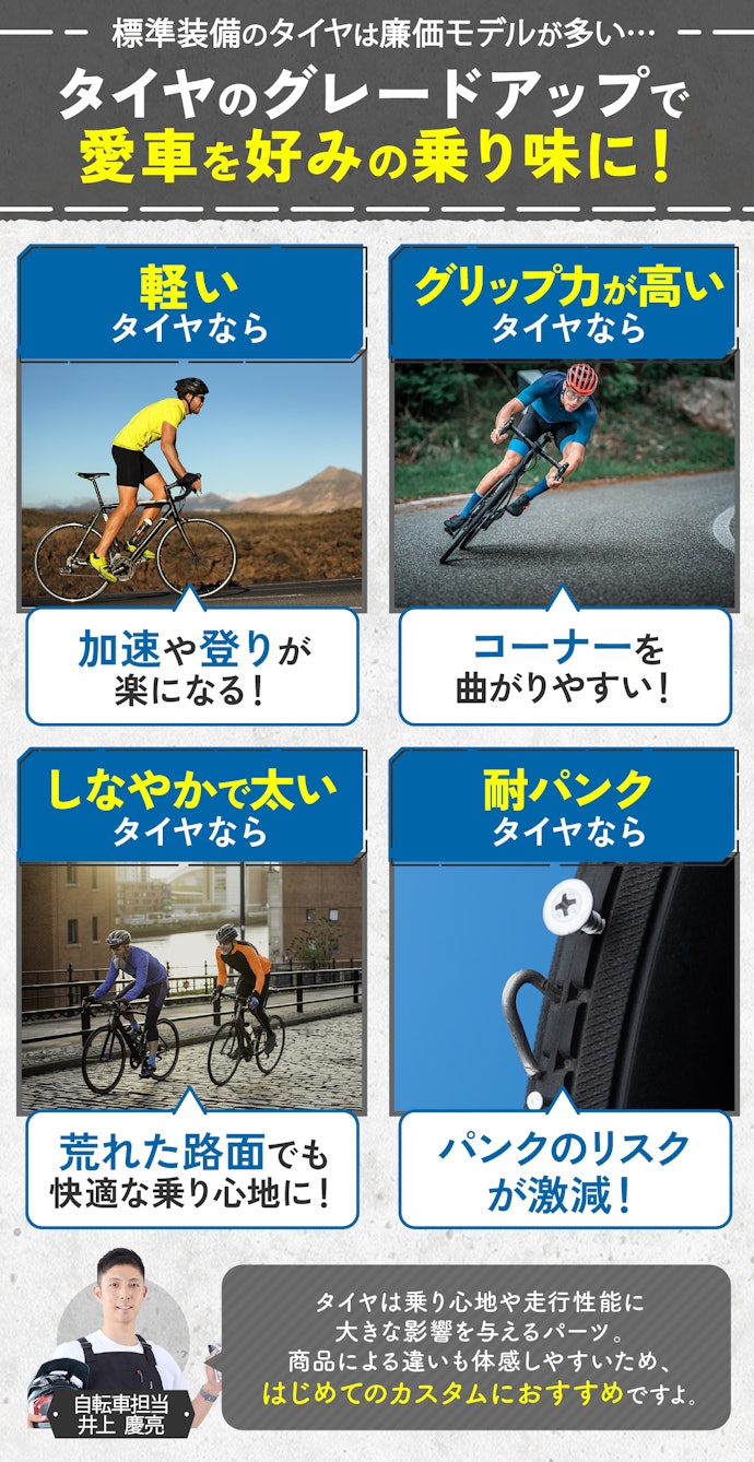 ロードバイクのタイヤを交換するメリットとは?