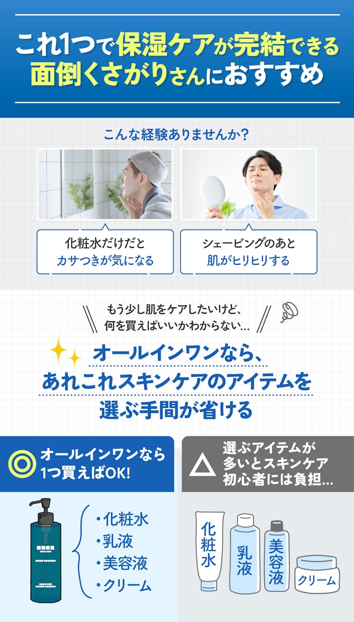 メンズオールインワンのメリットは?どんな人におすすめ?