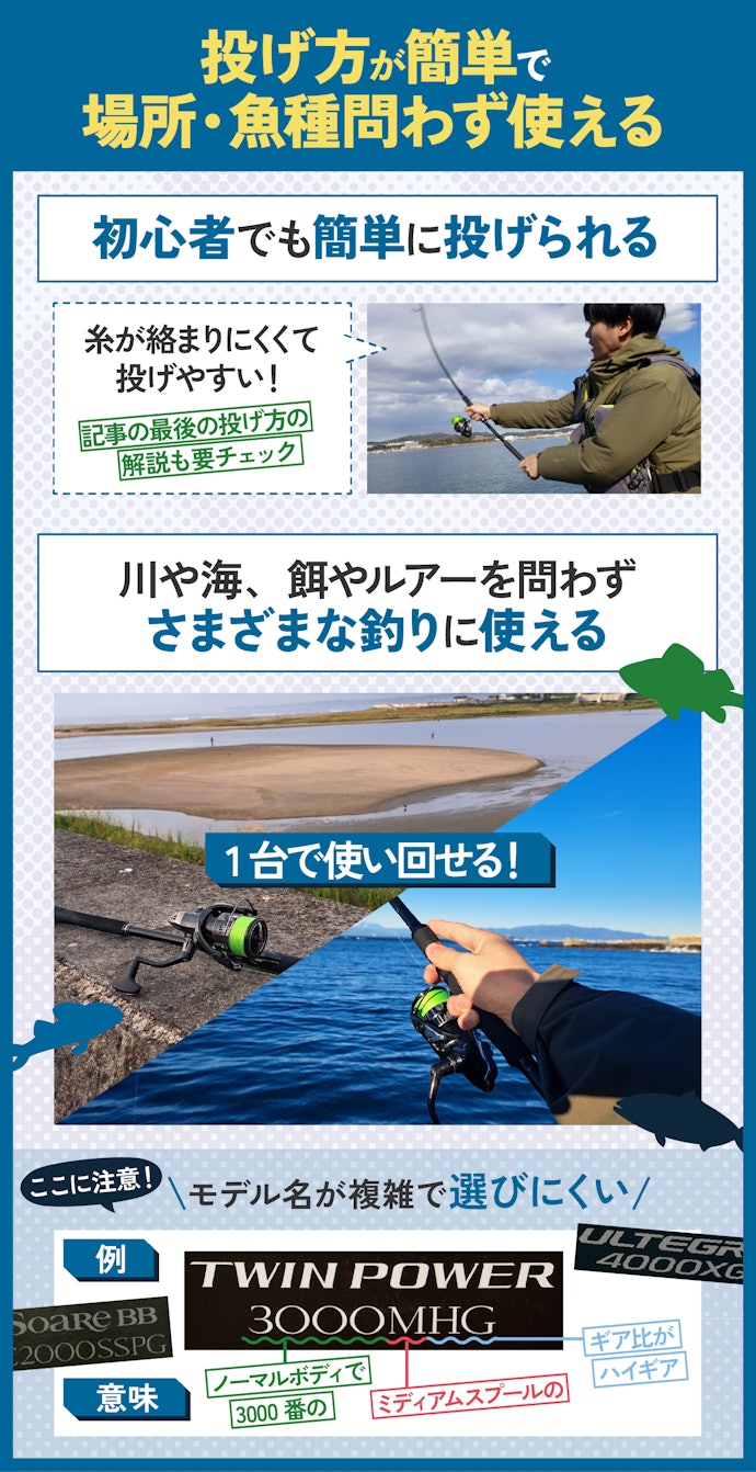 スピニングリールが最初に買うリールとしておすすめの理由は?