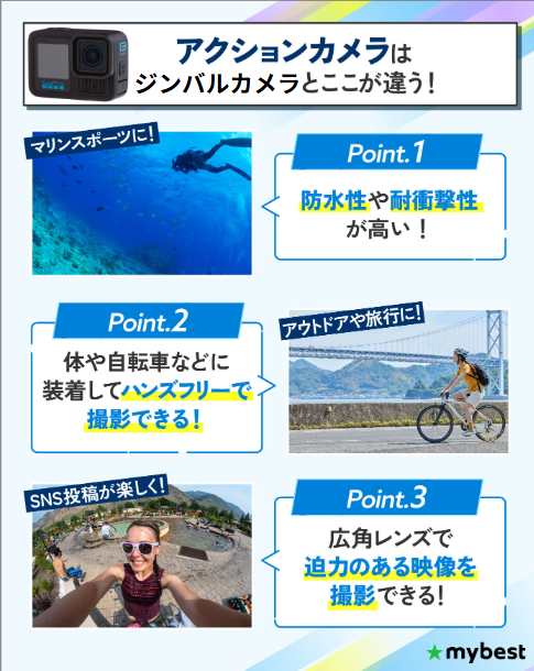 アクションカメラとは?ジンバルカメラと何が違うの?