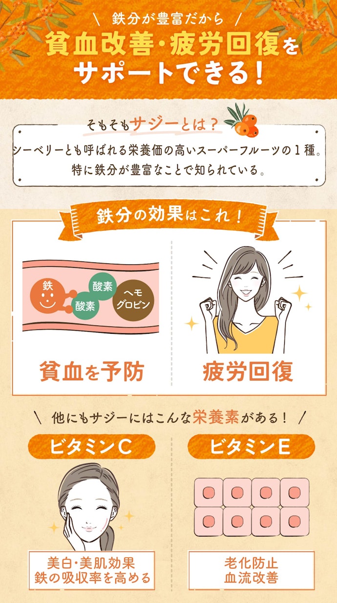 サジーにはどんな効果があるの?鉄分補給できるって本当?