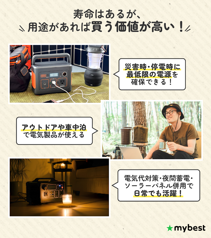 ポータブル電源は一生使える?買って後悔しない?