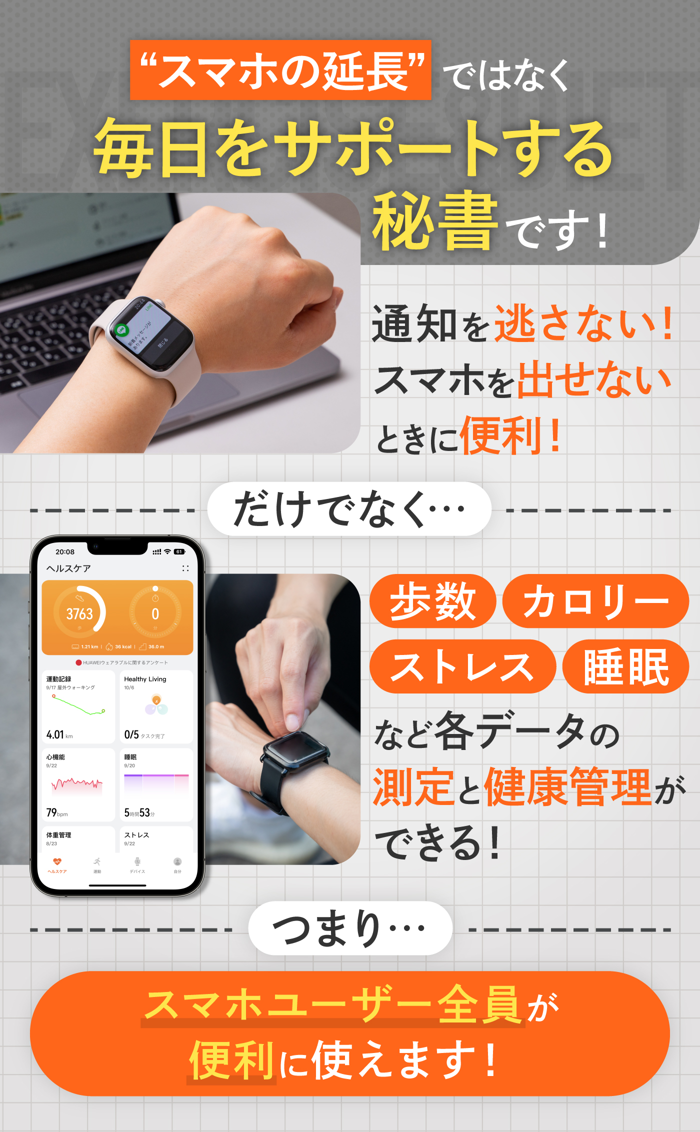 腕時計」スマートウォッチLog6（42個入） - スマートウォッチ、ウェアラブル端末