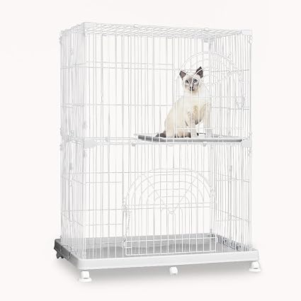 キャスター付き 2 段 子猫 ケージ 猫用品 全新品 猫 ケージ 収納型