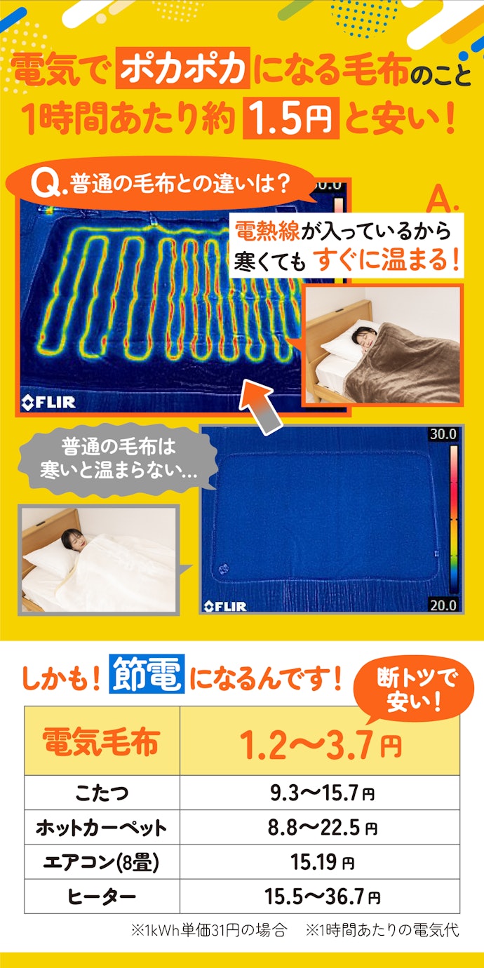 電気毛布とは?気になる電気代は?