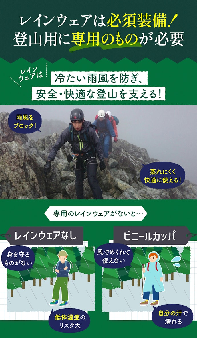 登山にレインウェアは必要?ビニールカッパじゃだめ?