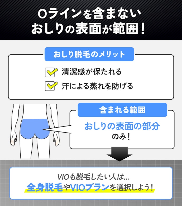 お尻脱毛の範囲はどこまで?Oラインは含む?