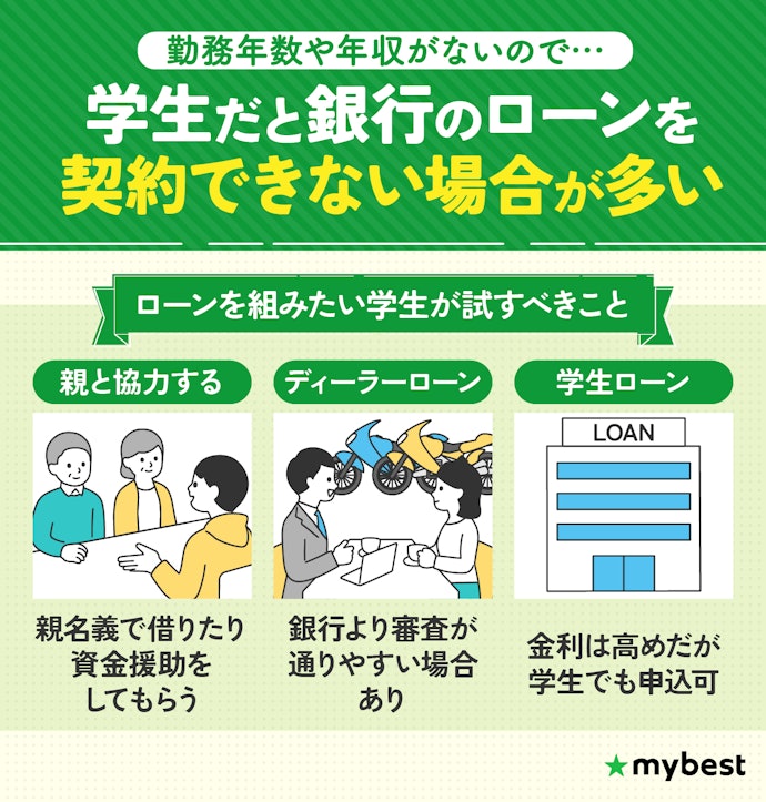学生でもバイクローンを契約できる?