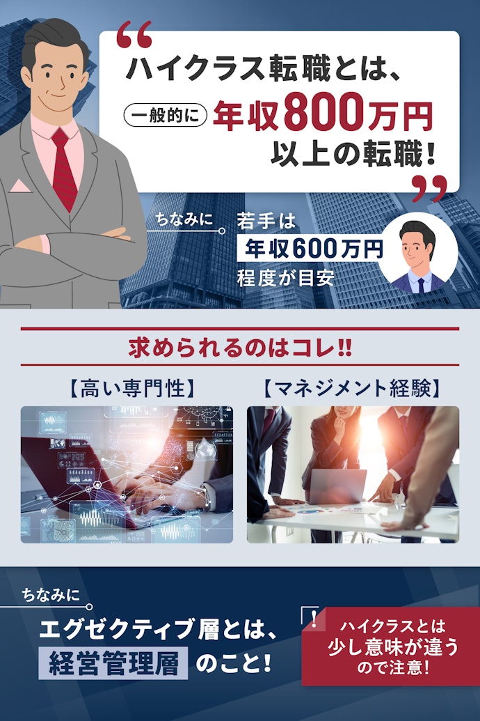 ハイクラス転職とは?エグゼクティブとの違いは?