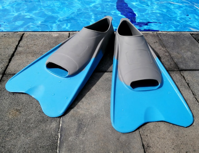あお ソル】TECH2FIN SWIM BLUE L 水泳 スイム