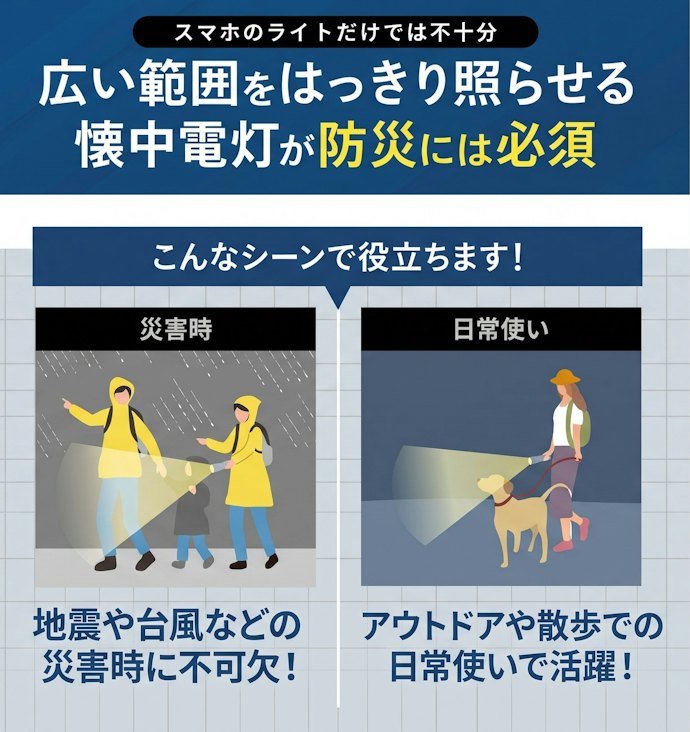懐中電灯の備えは必要?スマホのライトで代用できる?