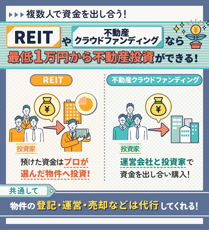 資金的に難しいなら、REITや不動産クラウドファンディングもあり!